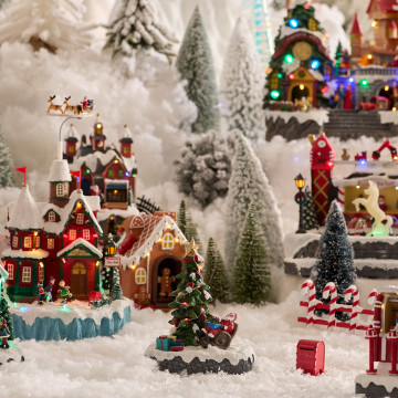 Village lumineux sapin de Noël 13 LED multicolore musical animé - Le Dépôt Bailleul