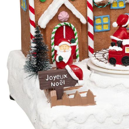 Village Noël lumineux maison pain d'épice avec enfants musical et animé - Le Dépôt Bailleul