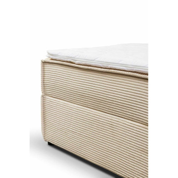 Lit double coffres Frédéric 160x200 cm velours côtelé beige - Le Dépôt Bailleul