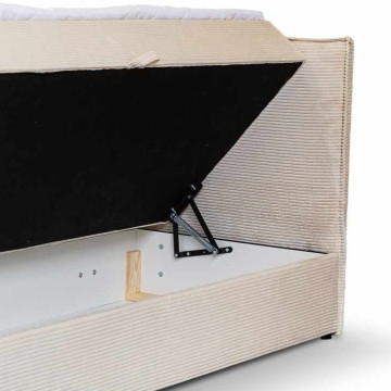 Lit double coffres Frédéric 160x200 cm velours côtelé beige - Le Dépôt Bailleul