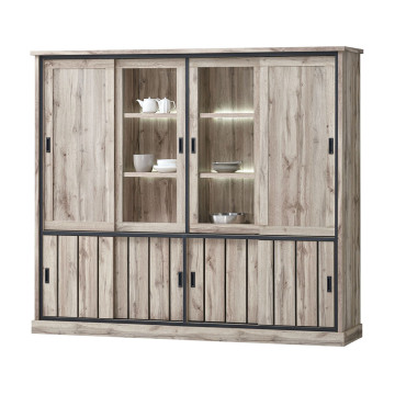 Vaisselier grand modèle Lena 6+2 portes LED - Le Dépôt Bailleul