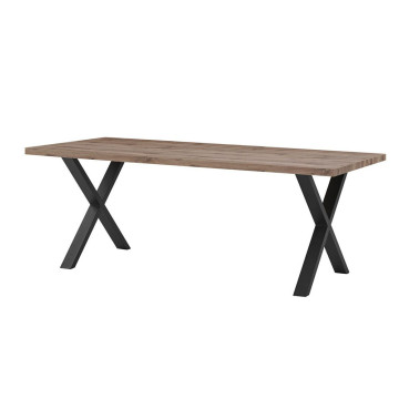 Table à manger 220 x 95 cm pieds en croix Lena - Le Dépôt Bailleul