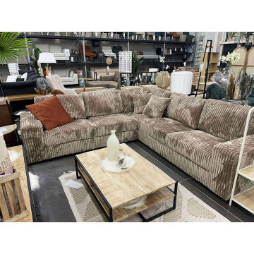 Canapé d'angle velours côtelé marron Adam - Le Dépôt Bailleul