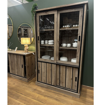 Vitrine Lena 2+2 portes coulissantes LED - Le Dépôt Bailleul