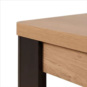 Table à manger 190 x 90 cm arrondis noir/naturel - Le Dépôt Bailleul