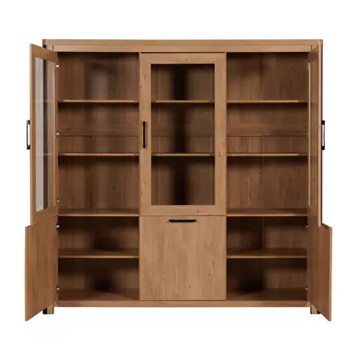 Vitrine 3+3 portes arrondis noir/naturel - Le Dépôt Bailleul