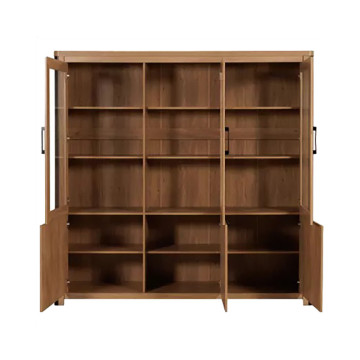 Vitrine 3+3 portes arrondis noir/naturel - Le Dépôt Bailleul