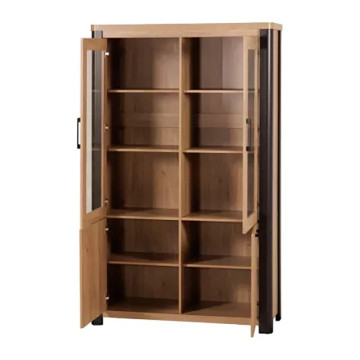 Vitrine 2+2 portes arrondis noir/naturel - Le Dépôt Bailleul