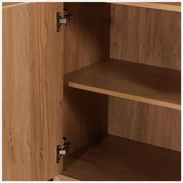 Vitrine 2+2 portes arrondis noir/naturel - Le Dépôt Bailleul