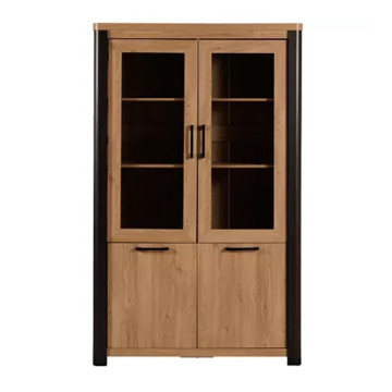 Vitrine 2+2 portes arrondis noir/naturel - Le Dépôt Bailleul