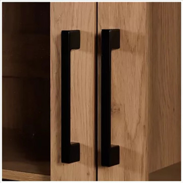 Vitrine 2+2 portes arrondis noir/naturel - Le Dépôt Bailleul