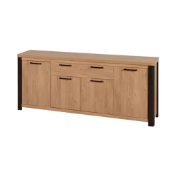 Buffet 4 portes 1 tiroir arrondis naturel/noir - Le Dépôt Bailleul