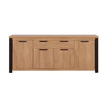 Buffet 4 portes 1 tiroir arrondis naturel/noir - Le Dépôt Bailleul