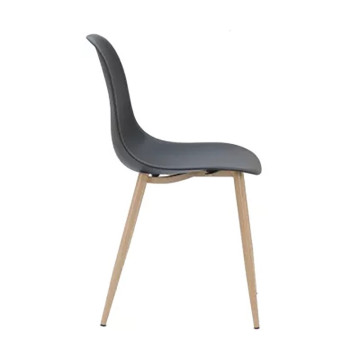 Chaise PP noir pieds métal effet bois - Le Dépôt Bailleul
