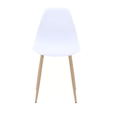 Chaise PP blanc pieds métal effet bois - Le Dépôt Bailleul