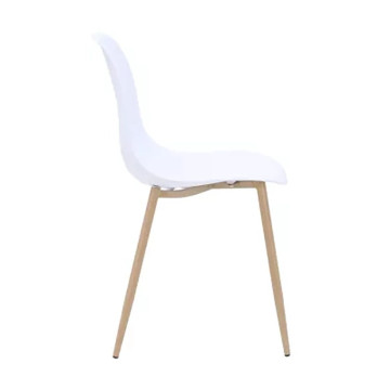 Chaise PP blanc pieds métal effet bois - Le Dépôt Bailleul