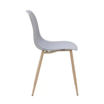 Chaise PP gris pieds métal effet bois - Le Dépôt Bailleul