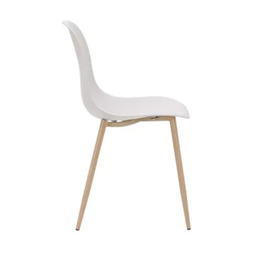 Chaise PP taupe pieds métal effet bois - Le Dépôt Bailleul