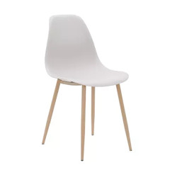 Chaise PP taupe pieds métal effet bois - Le Dépôt Bailleul