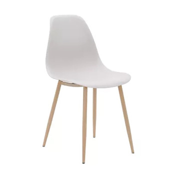 Chaise PP taupe pieds métal effet bois - Le Dépôt Bailleul