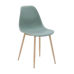 Chaise PP vert pieds métal effet bois - Le Dépôt Bailleul