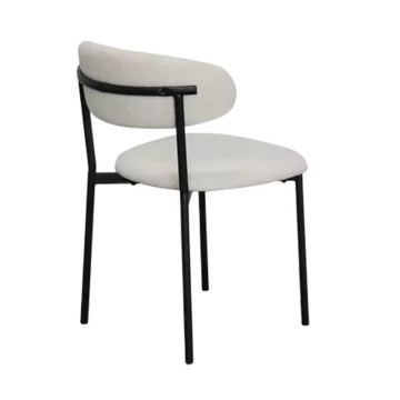 Chaise bouclette blanc structure métal noir - Le Dépôt Bailleul