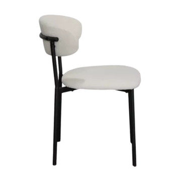 Chaise bouclette blanc structure métal noir - Le Dépôt Bailleul