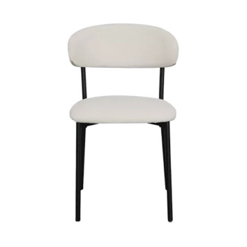 Chaise bouclette blanc structure métal noir - Le Dépôt Bailleul