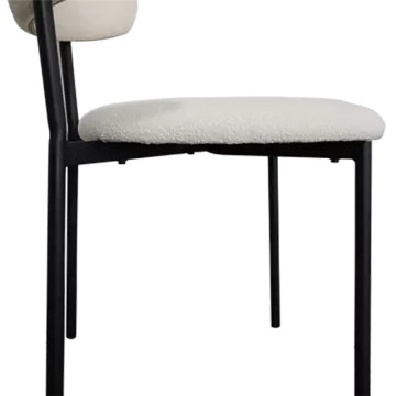 Chaise bouclette blanc structure métal noir - Le Dépôt Bailleul