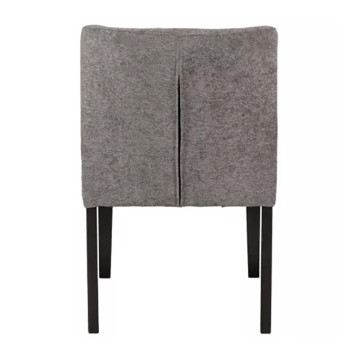 Chaise tissu chenille gris pieds bois noir - Le Dépôt Bailleul