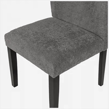 Chaise tissu chenille gris pieds bois noir - Le Dépôt Bailleul
