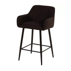 Tabouret de bar avec accoudoirs tissu noir - Le Dépôt Bailleul
