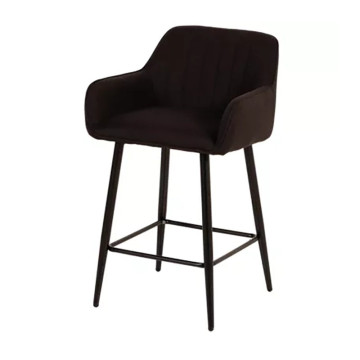 Tabouret de bar avec accoudoirs tissu noir - Le Dépôt Bailleul