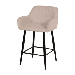Tabouret de bar avec accoudoirs tissu beige - Le Dépôt Bailleul