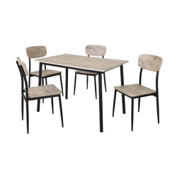 Ensemble repas table + 4 chaises MDF et métal - Le Dépôt Bailleul