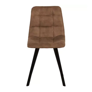 Chaise en simili marron clair pieds métal noir - Le Dépôt Bailleul