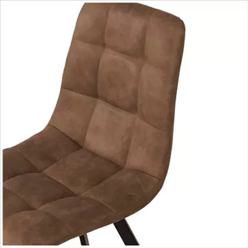 Chaise en simili marron clair pieds métal noir - Le Dépôt Bailleul
