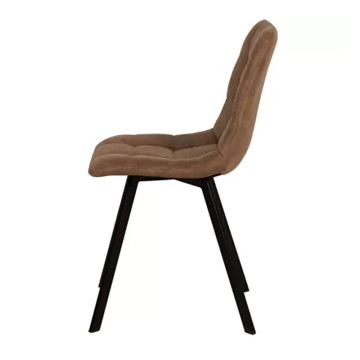 Chaise en simili marron clair pieds métal noir - Le Dépôt Bailleul