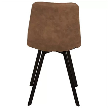 Chaise en simili marron clair pieds métal noir - Le Dépôt Bailleul