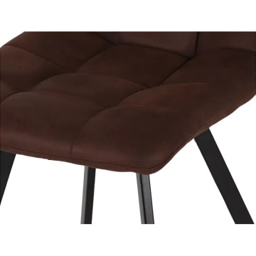 Chaise en simili marron pieds métal noir - Le Dépôt Bailleul