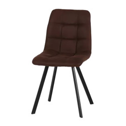Chaise en simili marron pieds métal noir - Le Dépôt Bailleul