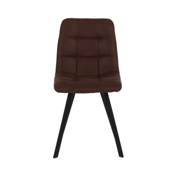 Chaise en simili marron pieds métal noir - Le Dépôt Bailleul