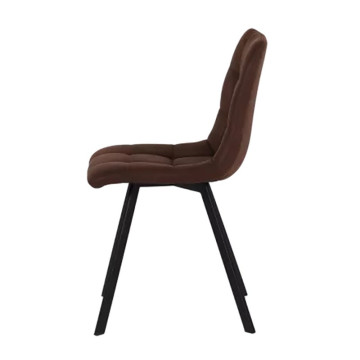 Chaise en simili marron pieds métal noir - Le Dépôt Bailleul