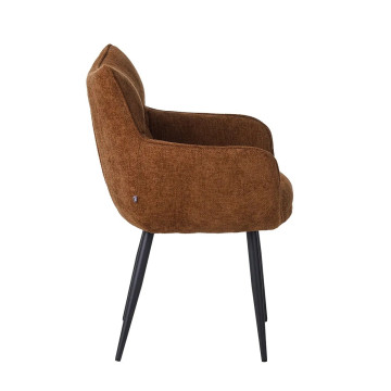 Fauteuil repas Lucas tissu marron pieds métal - Le Dépôt Bailleul