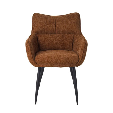Fauteuil repas Lucas tissu marron pieds métal - Le Dépôt Bailleul