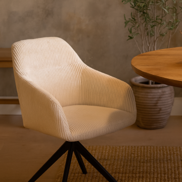 Chaise pivotante velours côtelé beige Thélyo - Le Dépôt Bailleul