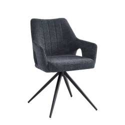 Fauteuil repas tissu noir Sahana - Le Dépôt Bailleul