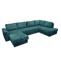 Canapé panoramique droit convertible Magda bleu - Le Dépôt Bailleul