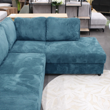 Canapé panoramique droit convertible Magda bleu - Le Dépôt Bailleul