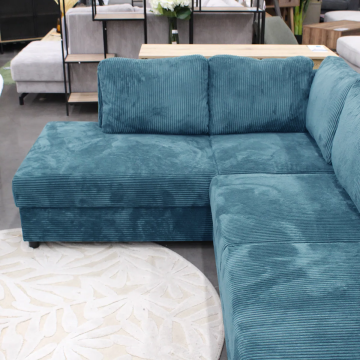 Canapé panoramique gauche convertible Magda bleu - Le Dépôt Bailleul